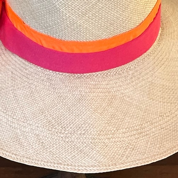🌟2xHP🌟Sensi Studio Wide Brim Panama Hat Ecuadorian Straw Neon Orange Fuchsia - Picture 8 of 13